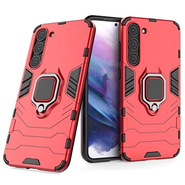 Samsung Galaxy S23 5G Hybridní Pouzdro s Držákem Prstenu - Červené