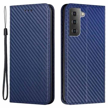 Pouzdro Na Peněženku Samsung Galaxy S23 5G - Uhlíkové Vlákno - Modrý