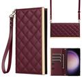 Samsung Galaxy S23 Luxury Quilted Wallet Case - Wine Red