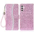Samsung Galaxy S24 FE Stylish Glitter Wallet Case - Pink