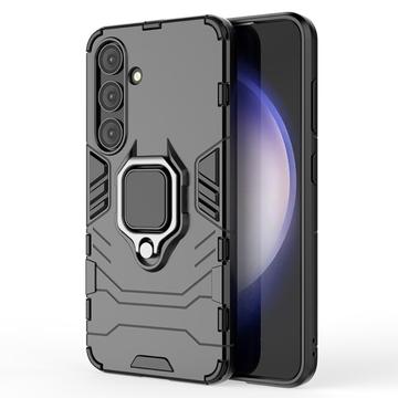 Samsung Galaxy S24 Hybridní Pouzdro s Držákem Prstenu - Černá