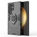 Samsung Galaxy S24 Ultra Hybridní Pouzdro s Držákem Prstenu - Černá