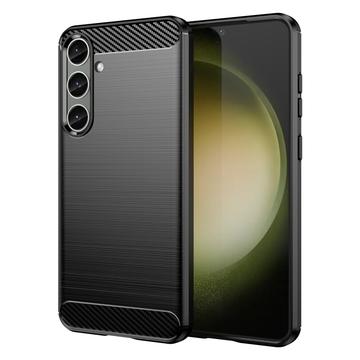 Samsung Galaxy S24+ Pouzdro z Kartáčovaného TPU - Uhlíkové Vlákno - Černé