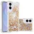 Samsung Galaxy S25 Edge Glitter Quicksand TPU Case - Gold Hearts