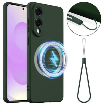 Tekuté silikonové pouzdro pro Samsung Galaxy S25 Edge – kompatibilní s MagSafe – Tmavozelený