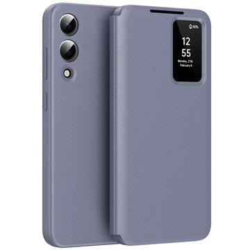 Samsung Galaxy S25 Edge Smart Clear View Flip Case with Card Slot - Grey Purple