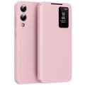 Samsung Galaxy S25 Edge Smart Clear View Flip Case with Card Slot - Pink