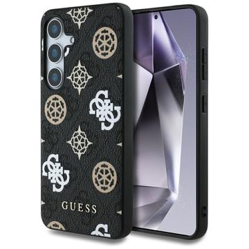 Samsung Galaxy S25 Guess 4G Printed Colored Peony Pattern MagSafe Case - Black