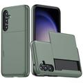 Samsung Galaxy S25 Hybrid Case with Sliding Card Slot - Army Green
