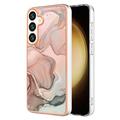Samsung Galaxy S25 Marble Pattern Electroplated IMD TPU Case - Pink