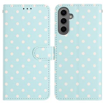 Samsung Galaxy S25 Polka Dot Pattern Wallet Case - Blue
