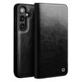 Samsung Galaxy S25 Qialino Classic Wallet Leather Case - Black