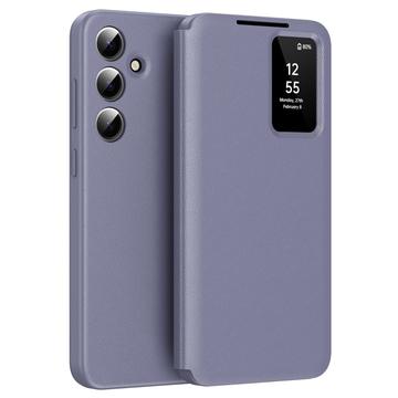 Samsung Galaxy S25 Smart Clear View Flip Case with Card Slot - Grey Purple