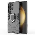 Samsung Galaxy S25 Ultra Hybridní Pouzdro s Držákem Prstenu - Černá