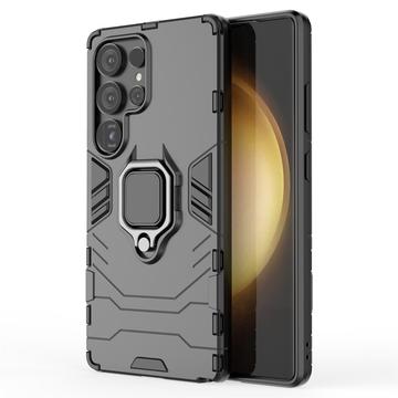 Samsung Galaxy S25 Ultra Hybridní Pouzdro s Držákem Prstenu - Černá