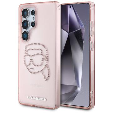 Samsung Galaxy S25 Ultra Karl Lagerfeld Rhinestones Karl Head Logo Case - Pink