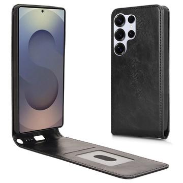 Samsung Galaxy S25 Ultra Vertikální Flipové Pouzdro se Slotem pro Kartu - Černé