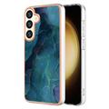 Samsung Galaxy S25+ Marble Pattern Electroplated IMD TPU Case - Green