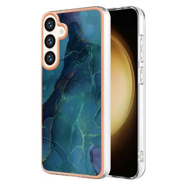 Samsung Galaxy S25+ Marble Pattern Electroplated IMD TPU Case - Green