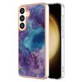 Samsung Galaxy S25+ Marble Pattern Electroplated IMD TPU Case - Purple / Blue