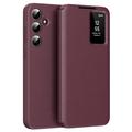 Samsung Galaxy S25+ Smart Clear View Flip Case with Card Slot - Wine Red