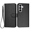 Samsung Galaxy S26 Pro Premium Wallet Case with Strap - Carbon Fiber Texture