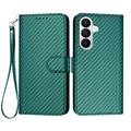 Samsung Galaxy S26 Pro Premium Wallet Case with Strap - Carbon Fiber Texture - Carbon Green