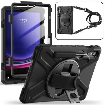 Samsung Galaxy Tab S10 FE/S9 FE/S9 Heavy Duty 360 Case with Hand Strap - Black