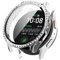 Samsung Galaxy Watch7 Rhinestone Decorative Case with Screen Protector - 44mm - Transparent White