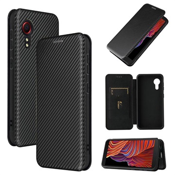 Samsung Galaxy Xcover 5 Flip Case - uhlíkové vlákno - černá