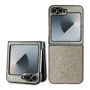 Samsung Galaxy Z Flip6/Z Flip7 FE Guess Glitter Flakes Metal Logo Hybrid Case - Gold