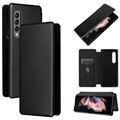 Samsung Galaxy Z Fold3 5g Flip Case - uhlíkové vlákno - černá