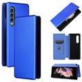 Samsung Galaxy Z Fold3 5g Flip pouzdro - uhlíkové vlákno - modrá