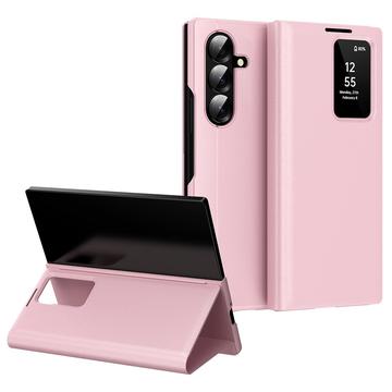 Samsung Galaxy Z Fold7 Smart Clear View Flip Case with Card Slot - Pink