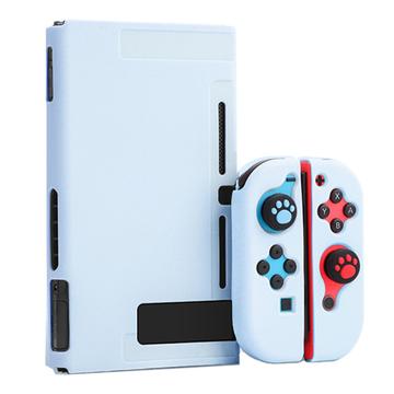 Sada dokovacího pouzdra odolného proti poškrábání pro konzoli Nintendo Switch Měkký silikonový ochranný kryt joysticku - modrý
