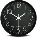 Silent Wall Clock with Numbers - 30cm (Open-Box Satisfactory) - Black / White