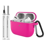 AirPods Pro 3 Silicone Case with Carabiner and Cleaning Pen - Hot Pink