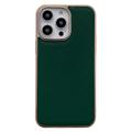 Silky Série iPhone 14 Pro Max Kožené Pouzdro - Zelená