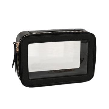 Single Layer Transparent Makeup Bag Waterproof PU Leather Cosmetic Bag
