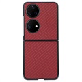 HUAWEI P50 Pocket Slim Cover - uhlíkové vlákno - červená