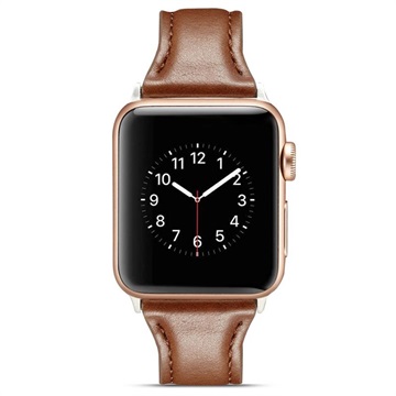 Apple Watch Series Ultra 2/Ultra/9/8/SE (2022)/7/SE/6/5/4/3/2/1 Slim Leather popruh - 45 mm/44 mm/42 mm - Káva