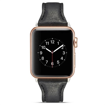 Apple Watch Series 11/10/9/8/SE 3/SE (2022)/7/SE/6/5/4/3/2/1 Slim Leather poprup -  42mm/41mm/40mm/38mm - černá