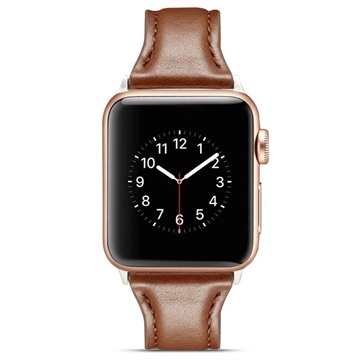 Apple Watch Series 11/10/9/8/SE 3/SE (2022)/7/SE/6/5/4/3/2/1 Slim Leather poprup - 42mm/41mm/40mm/38mm - Káva