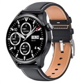 Smartwatch s koženým popruhem M103 - iOS/Android (Otevřená krabice - Vynikající) - černá