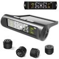 Solar-Powered Wireless Tire Pressure Monitor System with LCD Display and 4 External Sensors
