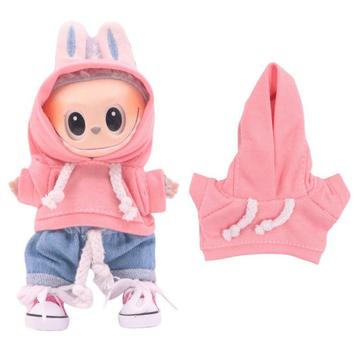 Solid-Color Hoodie for Labubu Mini Figure 17cm - Pink