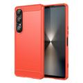 Sony Xperia 1 VII Brushed TPU Case - Carbon Fiber - Red