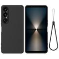 Sony Xperia 1 VII Liquid Silicone Case with Hand Strap - Black