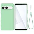 Sony Xperia 10 VII Liquid Silicone Case with Hand Strap - Green