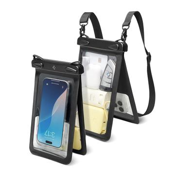 Spigen A603 Dual-Chamber Waterproof Phone Case & Valuables Pouch- IPX8/30m - Black / Clear
